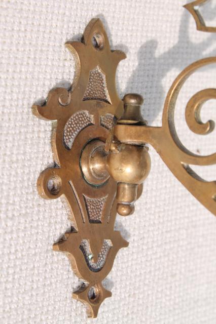 photo of small ornate brass candle sconce, swing pivot arm w/ metal wall mount bracket #3