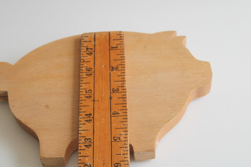 photo of small pig shaped cutting wood cutting board, hand painted vintage serving charcuterie tray #6