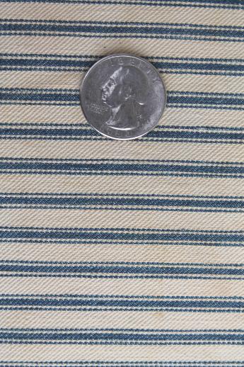 photo of small pillow w/ primitive old blue striped ticking, vintage feather pillow #4