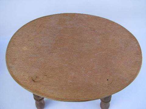 photo of small primitive wood footstool, old wooden child's size stool seat #3