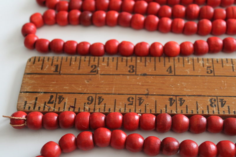 photo of small red cranberries bead strings natural rustic holiday decor, wood beads garland #2