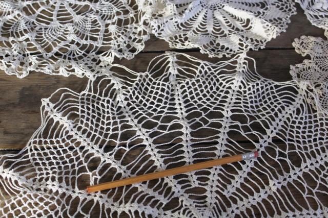 photo of small round crochet lace doilies, handmade crocheted lace doily lot #3