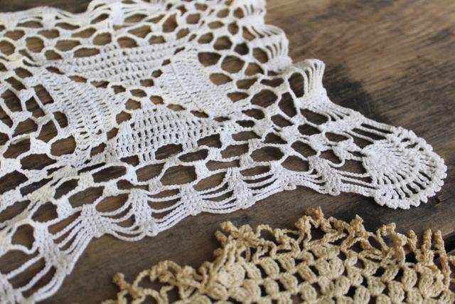 photo of small round crochet lace doilies, handmade crocheted lace doily lot #7