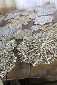 catalog photo of small round crochet lace doilies, handmade crocheted lace doily lot