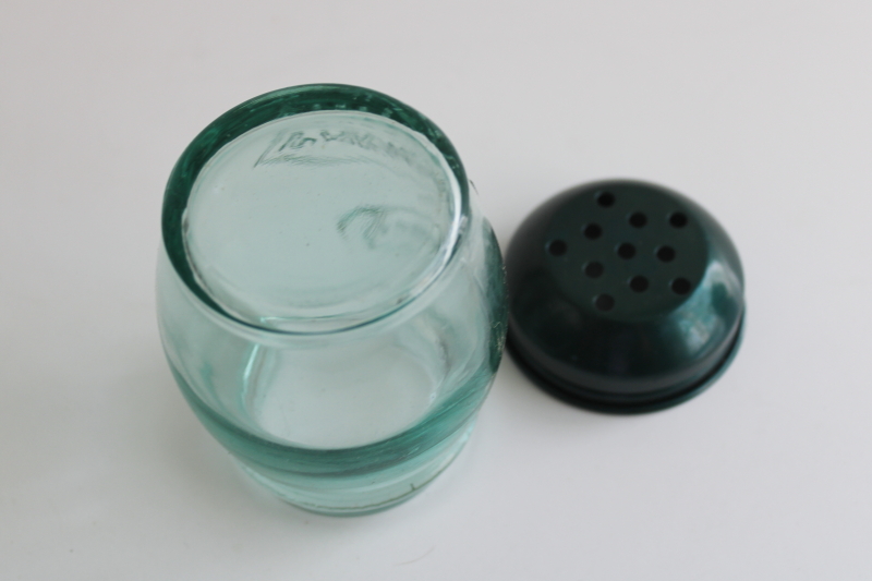 photo of small shaker for Kraft Parmesan Cheese, green recycled glass jar w/ metal lid  #4