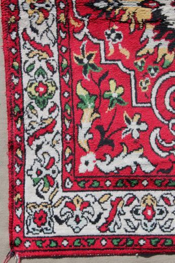 photo of small silky oriental rug patterned like a flying carpet, antique or vintage prayer rug mat? #3