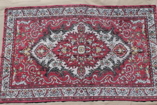 photo of small silky oriental rug patterned like a flying carpet, antique or vintage prayer rug mat? #5