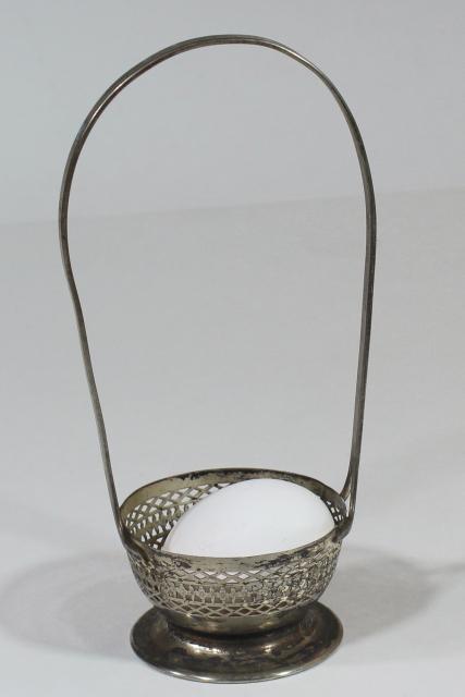 photo of small silver plate basket table server, jam pot holder or egg basket #1