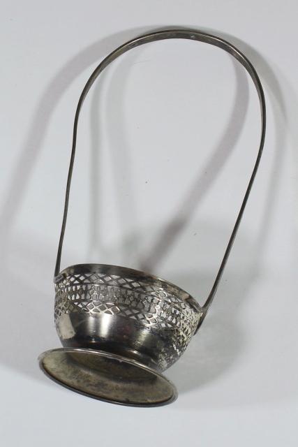 photo of small silver plate basket table server, jam pot holder or egg basket #3