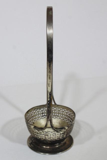 photo of small silver plate basket table server, jam pot holder or egg basket #4