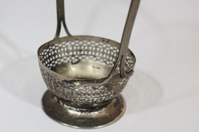 photo of small silver plate basket table server, jam pot holder or egg basket #7