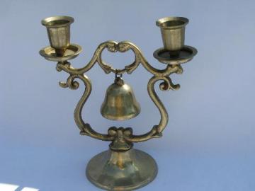 catalog photo of small solid brass gong bell on stand, for table or store counter