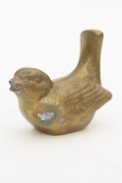 photo of small sparrow bird, vintage solid brass figurine or desk paperweight #1