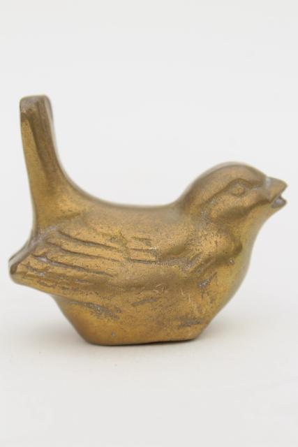 photo of small sparrow bird, vintage solid brass figurine or desk paperweight #4