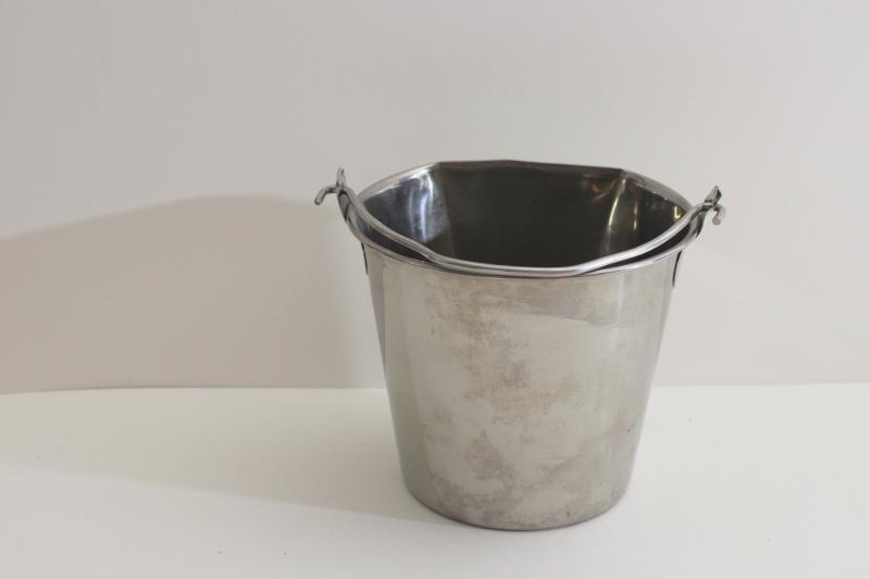 photo of small stainless steel pail w/ handle, goat milking bucket, food grade dairy equipment #1