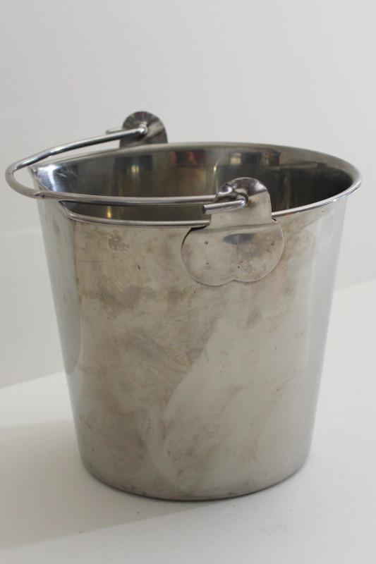 photo of small stainless steel pail w/ handle, goat milking bucket, food grade dairy equipment #2