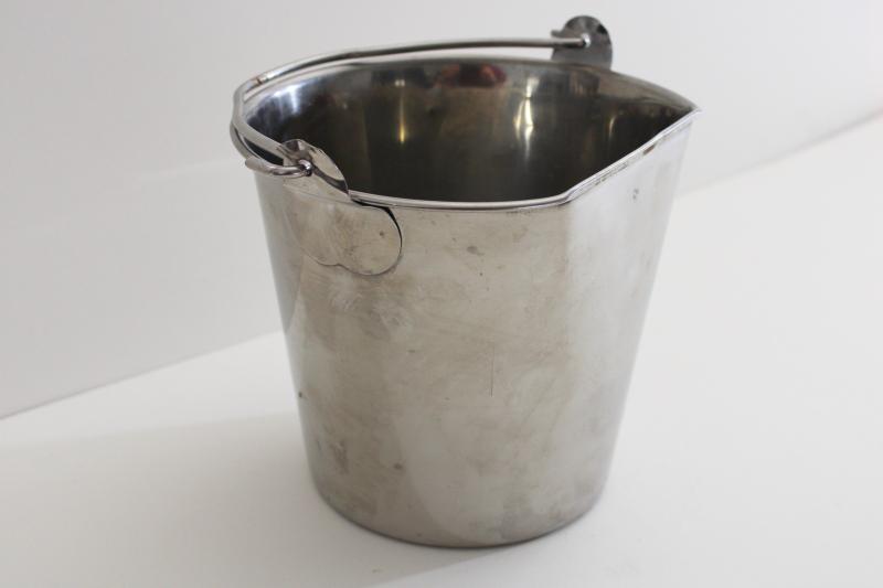 photo of small stainless steel pail w/ handle, goat milking bucket, food grade dairy equipment #3