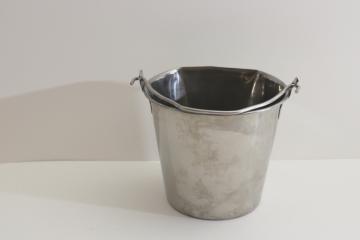 catalog photo of small stainless steel pail w/ handle, goat milking bucket, food grade dairy equipment