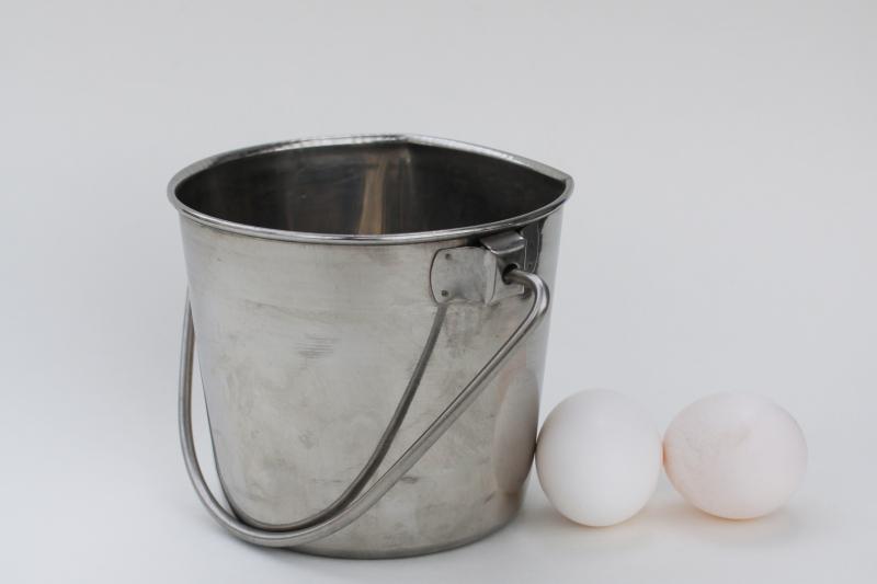 photo of small stainless steel pail w/ handle, goat milking bucket, food grade dairy equipment #1