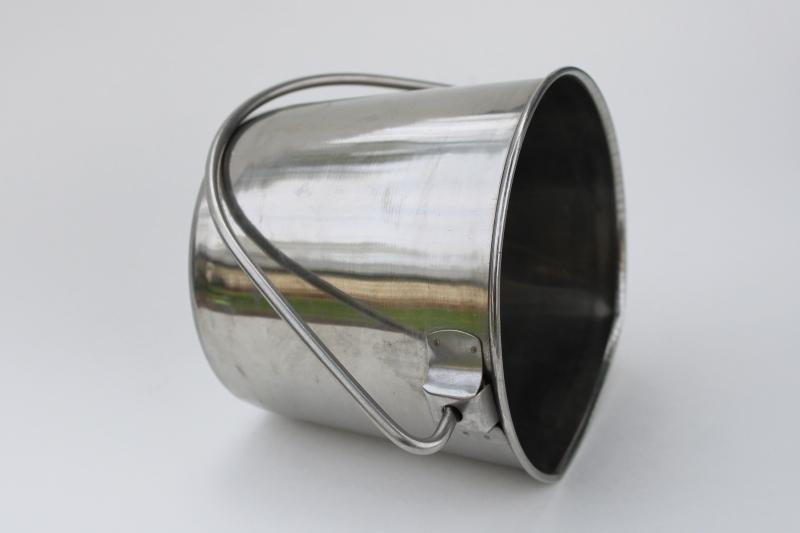 photo of small stainless steel pail w/ handle, goat milking bucket, food grade dairy equipment #3