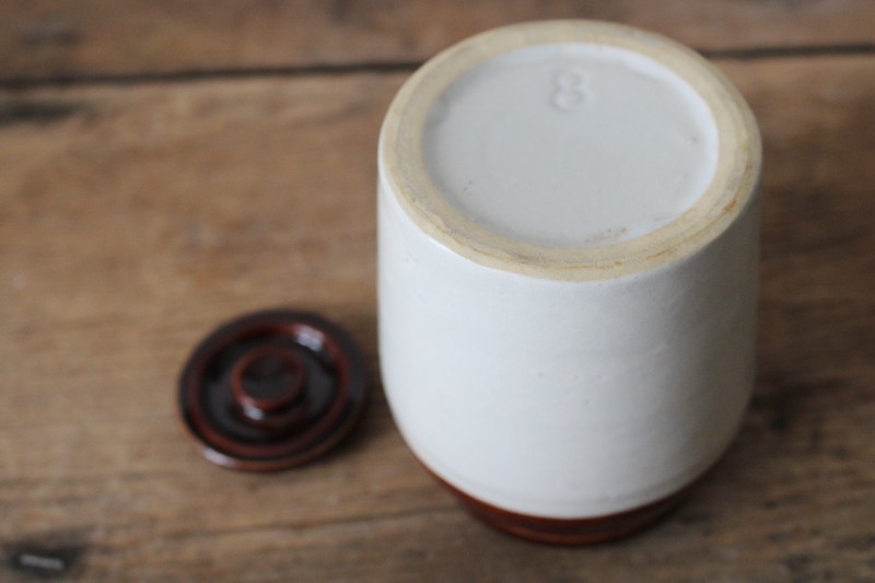 photo of small stoneware crock, french country style vintage jam pot or pickle jar w/ lid  #3