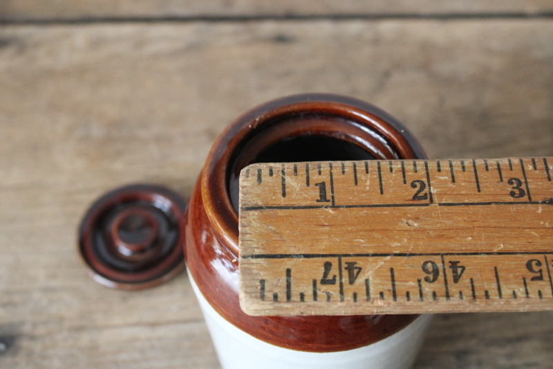 photo of small stoneware crock, french country style vintage jam pot or pickle jar w/ lid  #4