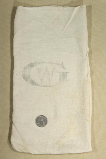 photo of small sugar & salt sacks, primitive vintage unbleached cotton feedsack fabric #3