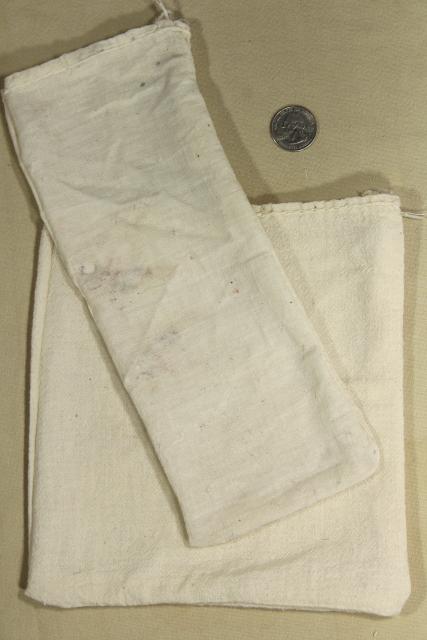 photo of small sugar & salt sacks, primitive vintage unbleached cotton feedsack fabric #5