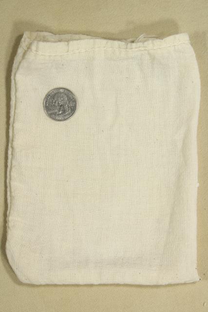 photo of small sugar & salt sacks, primitive vintage unbleached cotton feedsack fabric #6