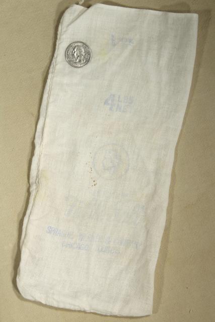 photo of small sugar & salt sacks, primitive vintage unbleached cotton feedsack fabric #7