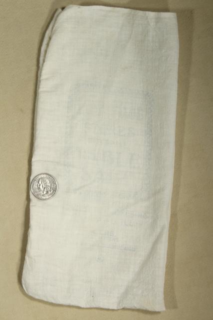 photo of small sugar & salt sacks, primitive vintage unbleached cotton feedsack fabric #8