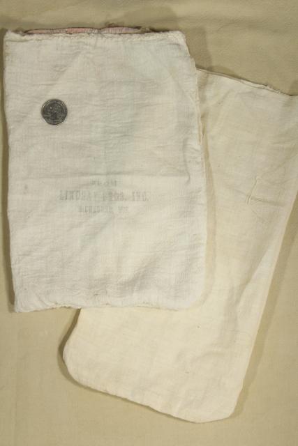 photo of small sugar & salt sacks, primitive vintage unbleached cotton feedsack fabric #9