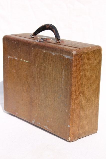 photo of small vintage suitcase or school case, hard sided train case overnight travel luggage #1