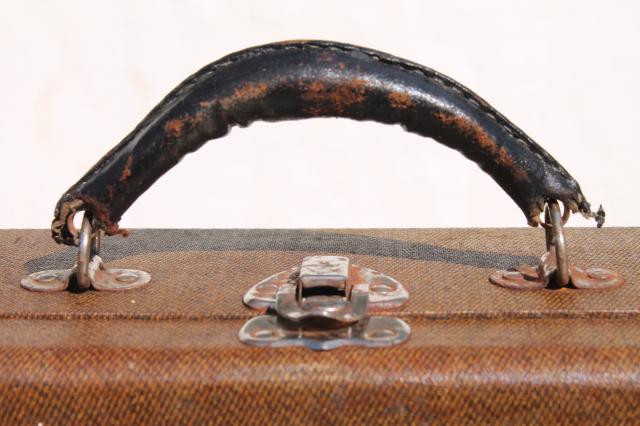 photo of small vintage suitcase or school case, hard sided train case overnight travel luggage #2