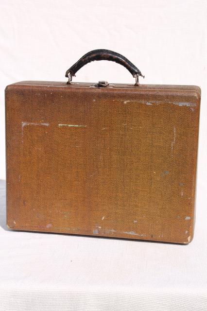 photo of small vintage suitcase or school case, hard sided train case overnight travel luggage #5