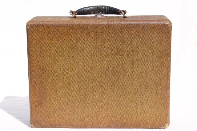 photo of small vintage suitcase or school case, hard sided train case overnight travel luggage #7