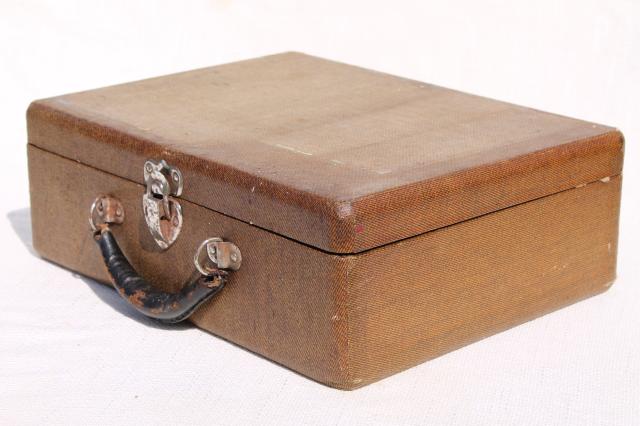 photo of small vintage suitcase or school case, hard sided train case overnight travel luggage #11