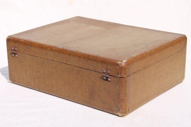 photo of small vintage suitcase or school case, hard sided train case overnight travel luggage #12