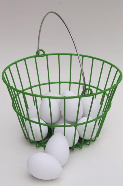 photo of small wire egg basket, vintage style new farm garden chicken egg collecting basket #1