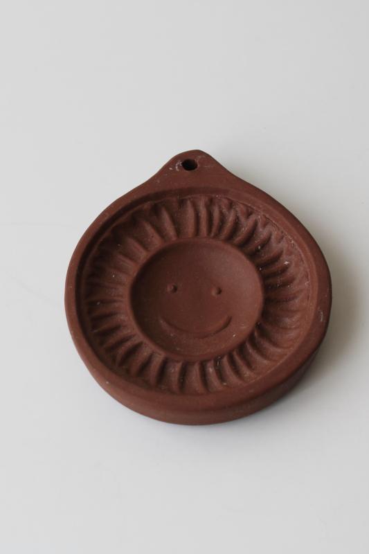 photo of smiley face sun Hartstone stoneware cookie mold or craft mold, smile sunshine #1