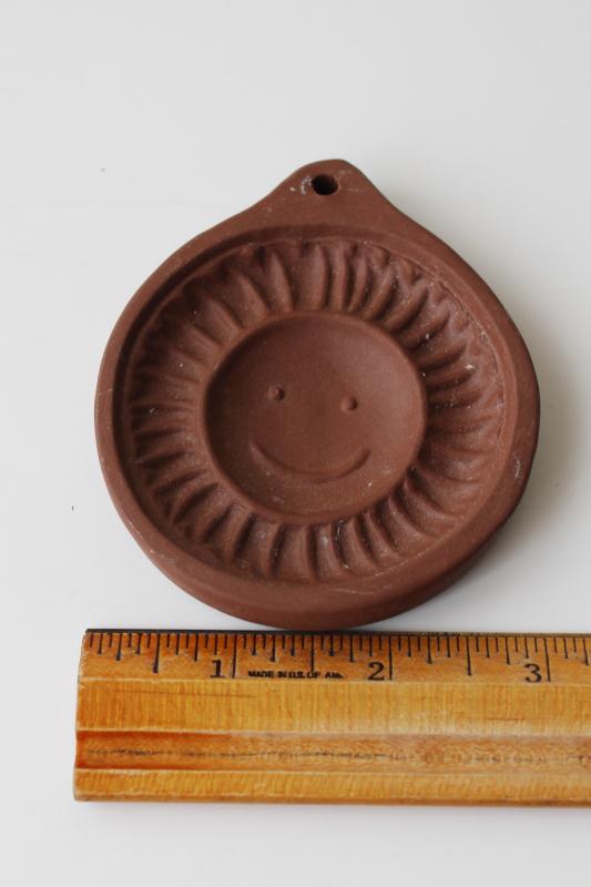 photo of smiley face sun Hartstone stoneware cookie mold or craft mold, smile sunshine #3