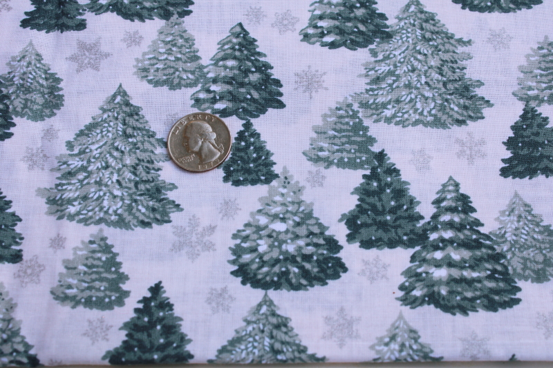 photo of snowy pines winter holiday print cotton fabric Kesslers Concord quilting weight material #1