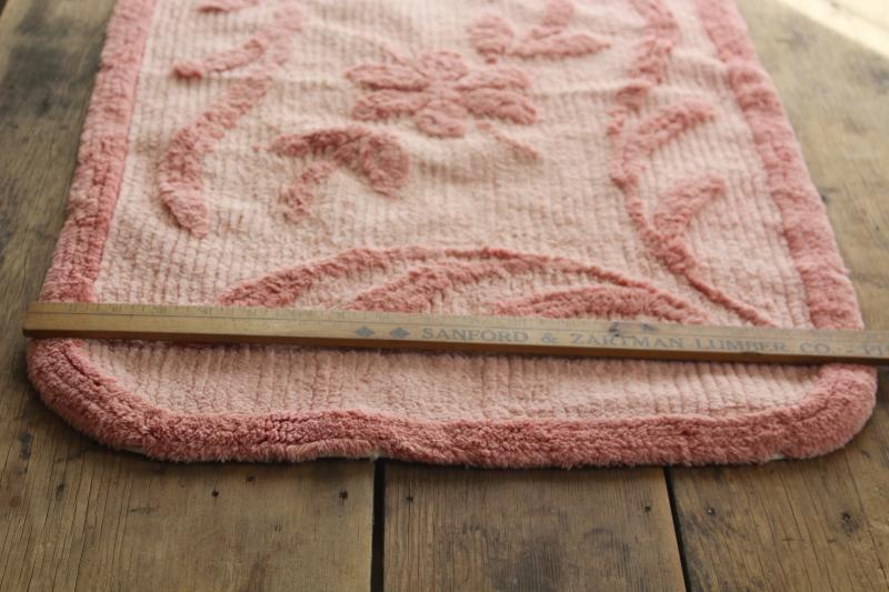 photo of so soft vintage cotton chenille bath mat or bedside rug, retro rose pink! #5