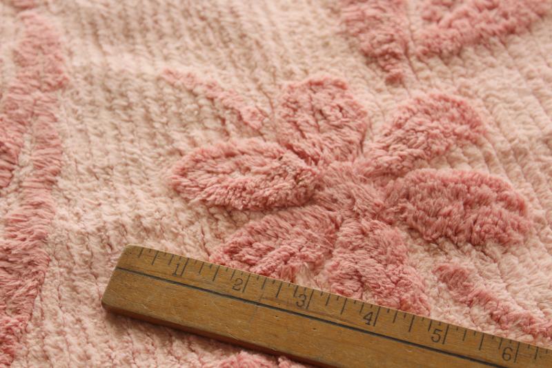 photo of so soft vintage cotton chenille bath mat or bedside rug, retro rose pink! #6