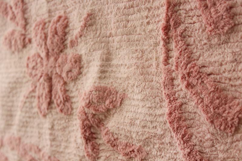 photo of so soft vintage cotton chenille bath mat or bedside rug, retro rose pink! #7