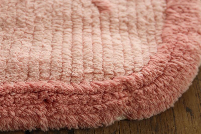 photo of so soft vintage cotton chenille bath mat or bedside rug, retro rose pink! #8