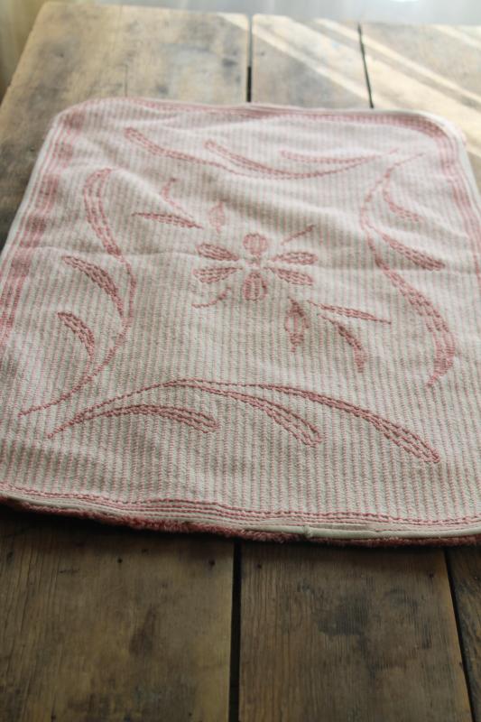 photo of so soft vintage cotton chenille bath mat or bedside rug, retro rose pink! #9