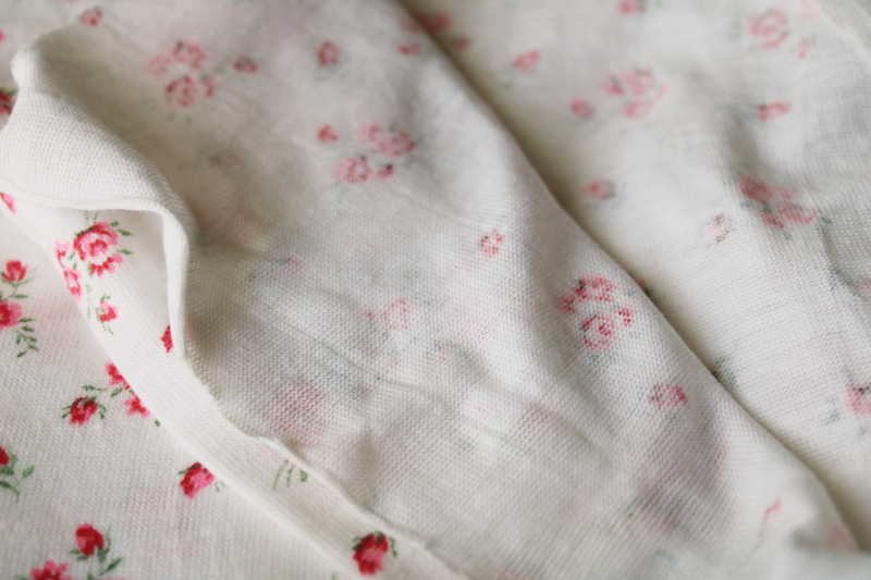 photo of soft all cotton jersey knit fabric pink floral on white, nice for baby doll clothes #2