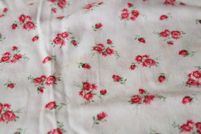 photo of soft all cotton jersey knit fabric pink floral on white, nice for baby doll clothes #4