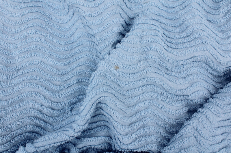 photo of soft blue cotton chenille bedspread, queen size bed cover vintage cottage chic #6